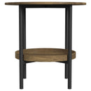 Coaster Furniture Delfin 721617 Round Glass Top Side End Table - Black and Brown IMAGE 2