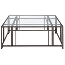 Coaster Furniture Adri 710178 Square Glass Top Coffee Table with Casters - Black Nickel IMAGE 5