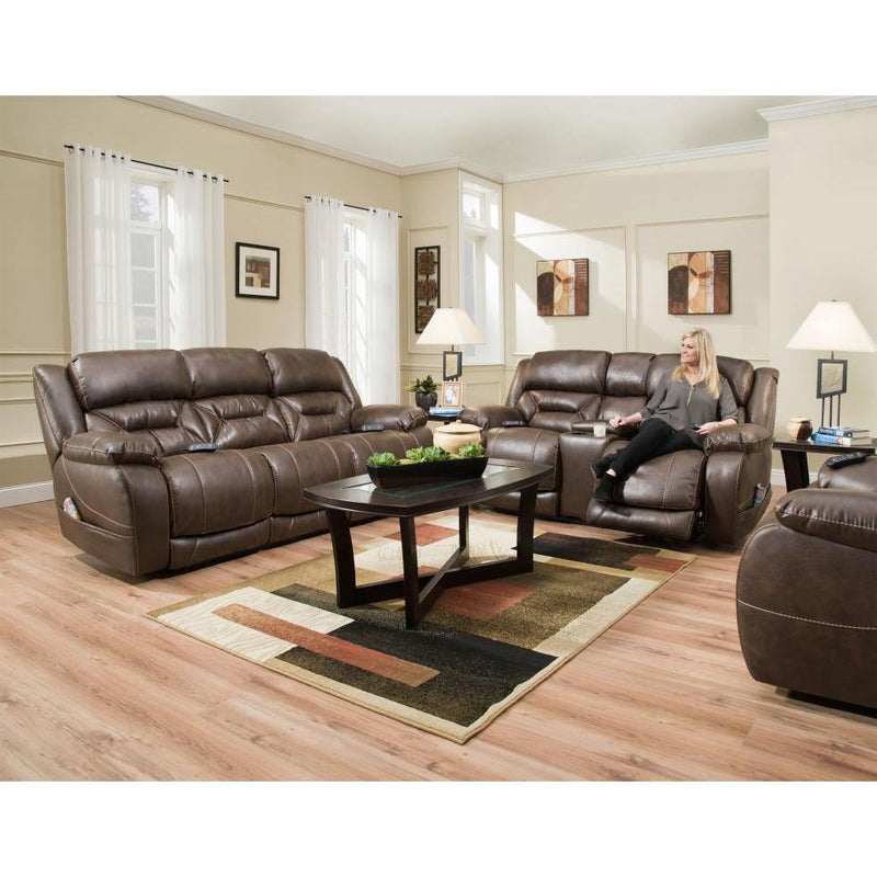 Homestretch Furniture Enterprise Power Reclining Fabric/Leather Look Sofa 158-37-21 IMAGE 2