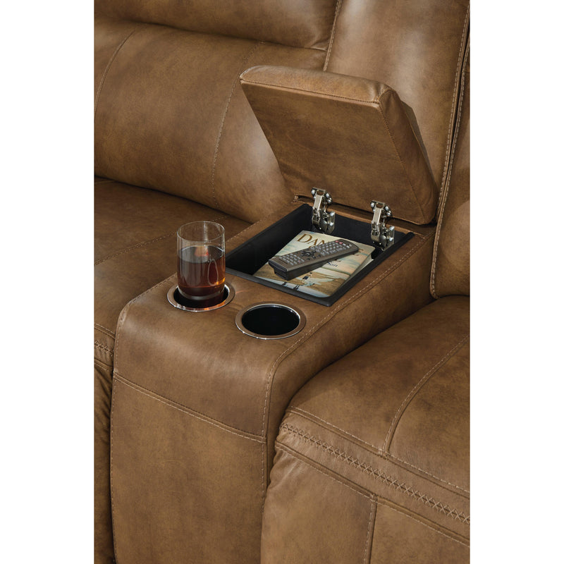 Signature Design by Ashley Game Plan Power Reclining Leather Loveseat U1520618 IMAGE 6