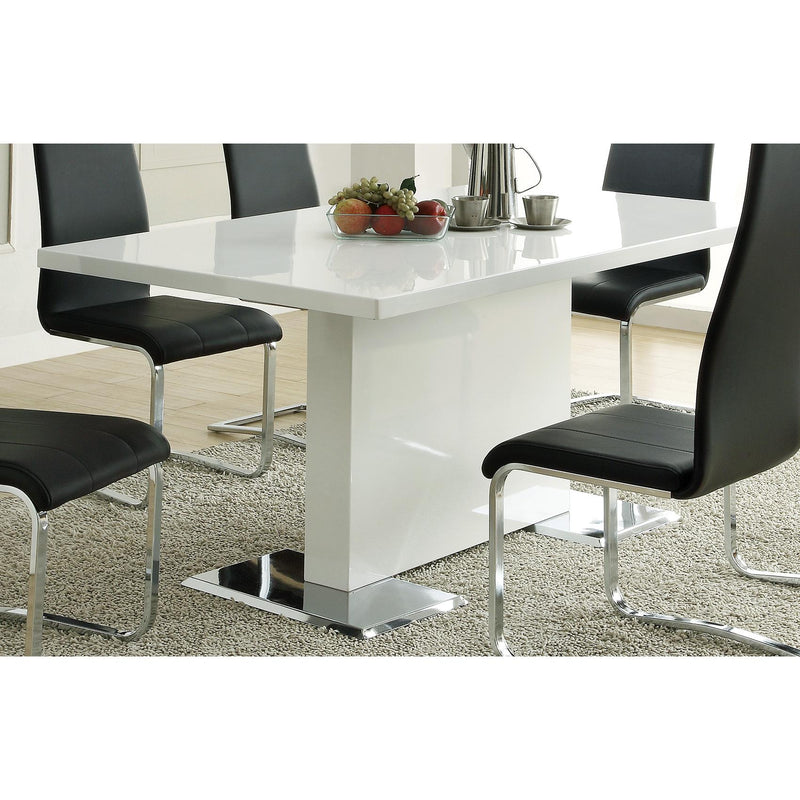  Coaster Furniture Anges 102310 Rectangular 63-inch Dining Table - White High Gloss IMAGE 2