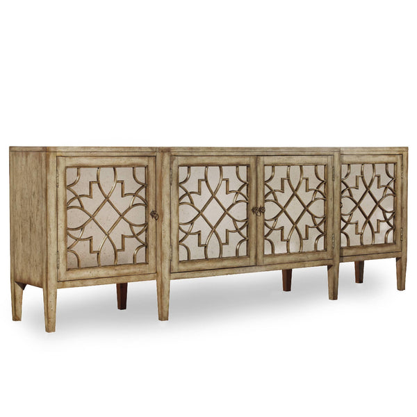 Hooker Furniture 3013-85001 Sanctuary Four-Door Mirrored Console - Surf-Visage IMAGE 1