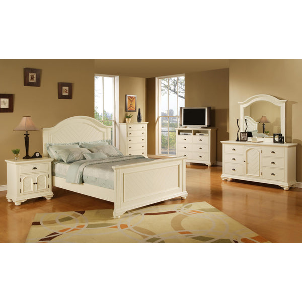 Elements International Brook White BP700 7 pc Twin Panel Bedroom Set IMAGE 1