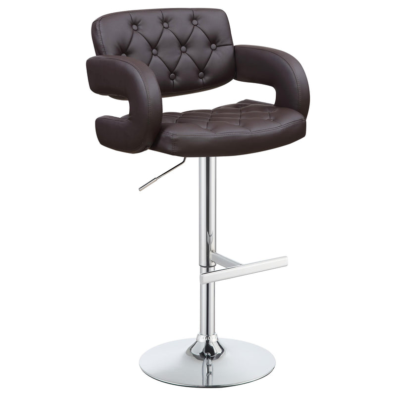  Coaster Furniture Brandi 102556 Adjustable Bar Stool - Chrome and Brown IMAGE 1