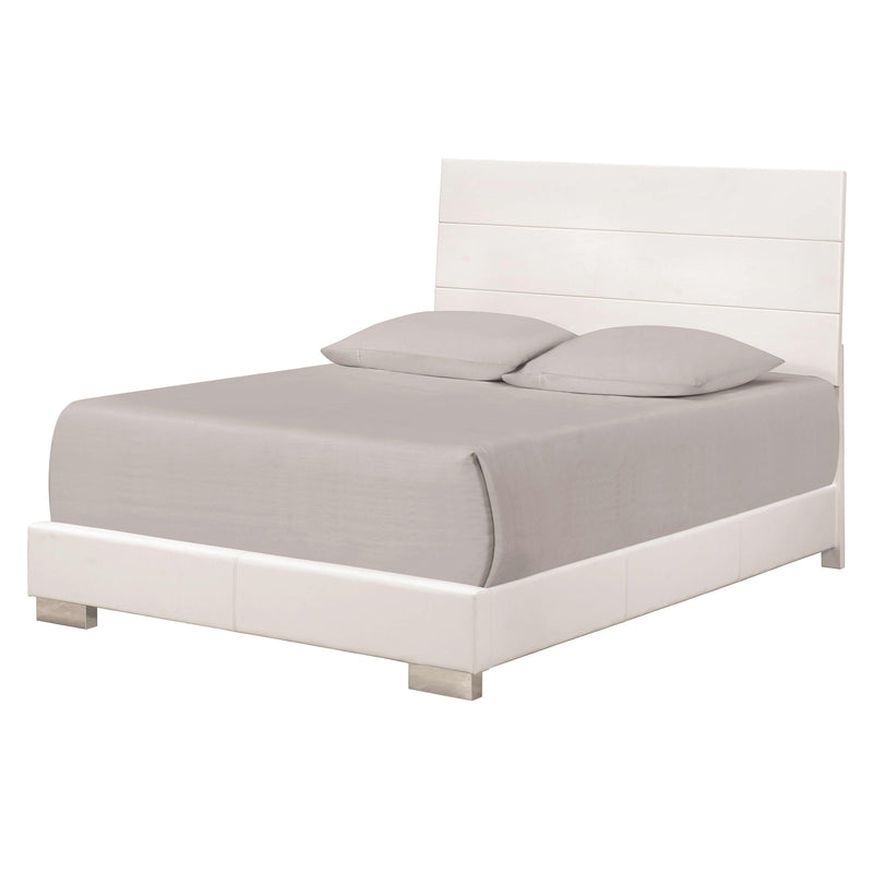  Coaster Furniture Felicity 203501KW Wood California King Panel Bed - White High Gloss IMAGE 1