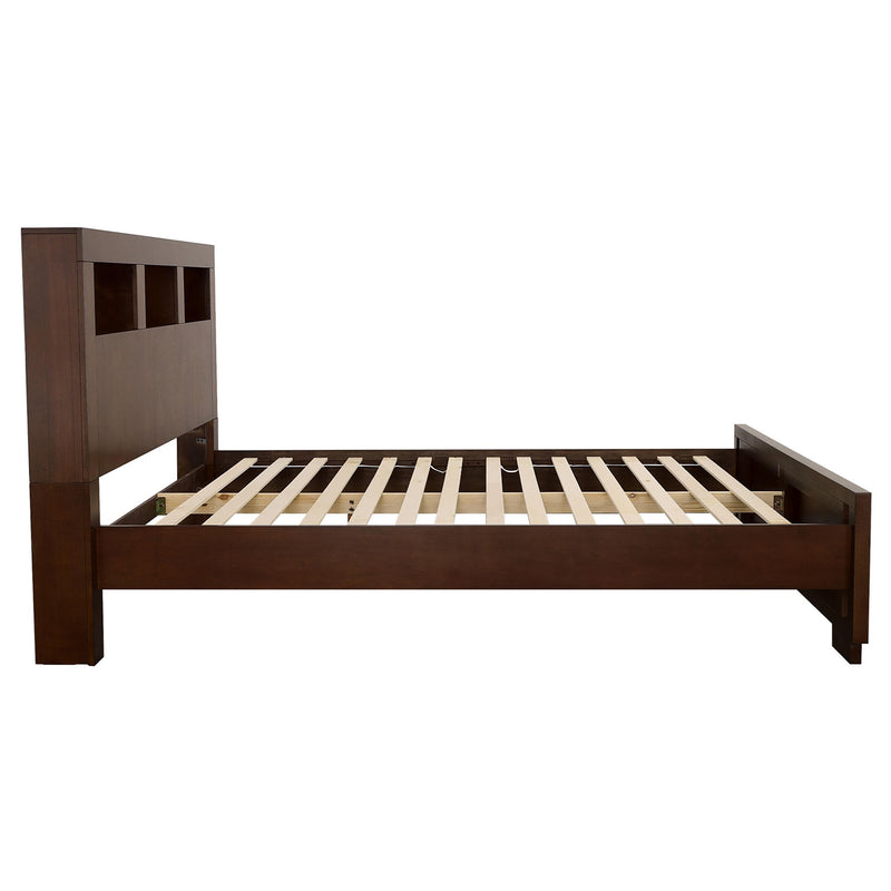 Coaster Furniture Jessica 200719Q Wood Queen LED Storage Bookcase Bed - Cappuccino IMAGE 4