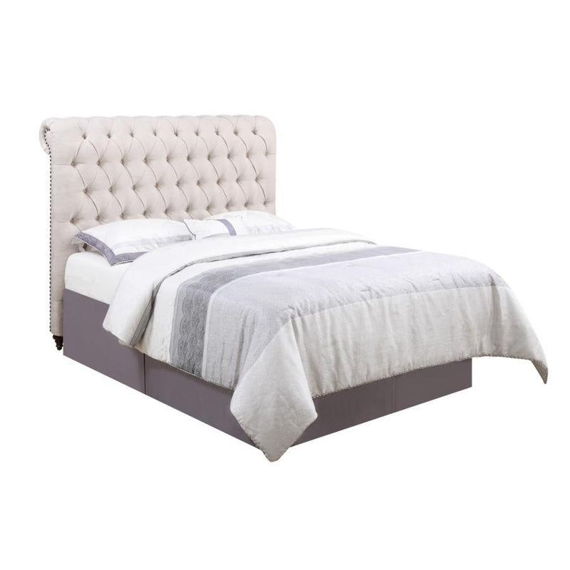  Coaster Furniture Devon 300525KE 57-inch Upholstered Eastern King Panel Bed - Beige IMAGE 2