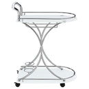 Coaster Furniture Elfman 910002 2-tier Glass Shelf Metal Bar Cart - White and Chrome IMAGE 8
