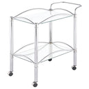 Coaster Furniture Shadix 910077 2-tier Rectangular Glass Shelf Metal Bar Cart - Chrome IMAGE 3