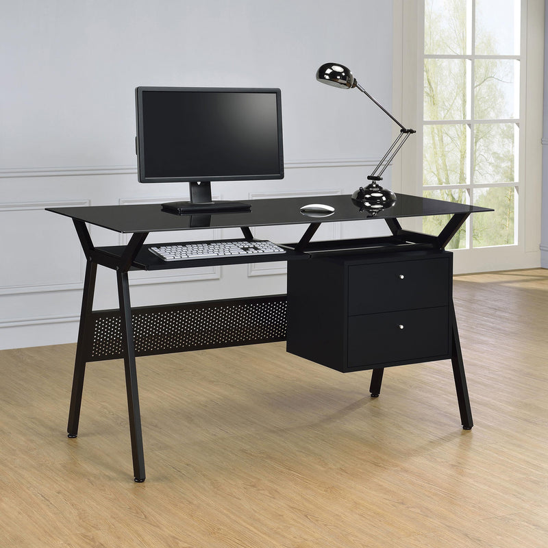 Coaster Furniture Weaving 800436 55-inch 2-Drawer Computer Desk Keyboard Tray - Black IMAGE 8