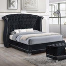  Coaster Furniture Barzini 300643KW Upholstered California King Wingback Bed - Black IMAGE 1