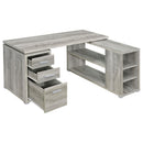 Coaster Furniture Yvette 801516 60-inch 3-Drawer L-Shape Computer Desk - Grey Driftwood IMAGE 3