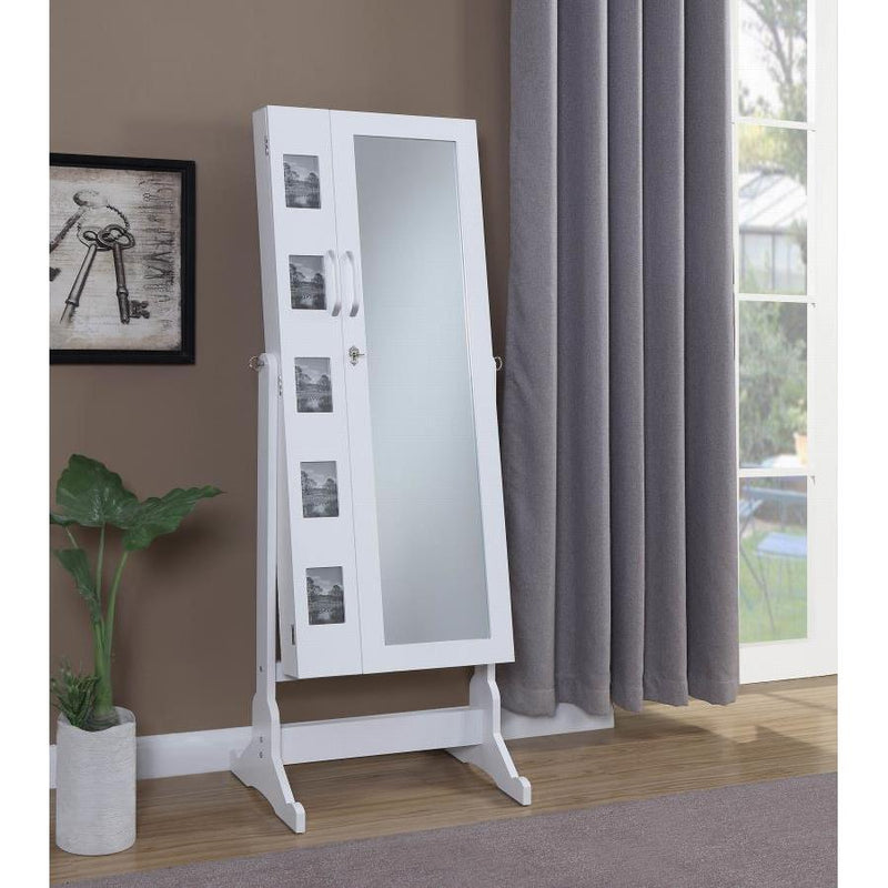  Coaster Furniture Doyle 904031 Cheval Mirror with Jewelry Storage - White IMAGE 3