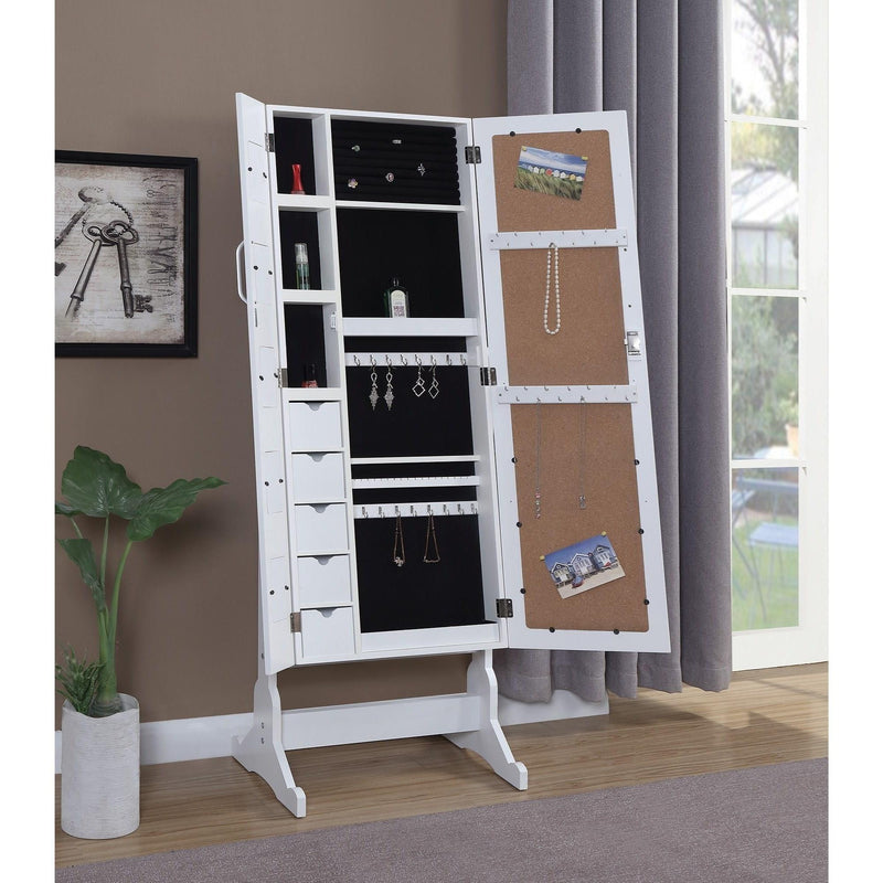  Coaster Furniture Doyle 904031 Cheval Mirror with Jewelry Storage - White IMAGE 4