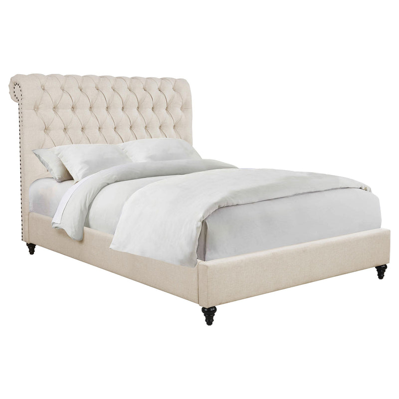  Coaster Furniture Devon 300525F 57-inch Upholstered Full Panel Bed - Beige IMAGE 2
