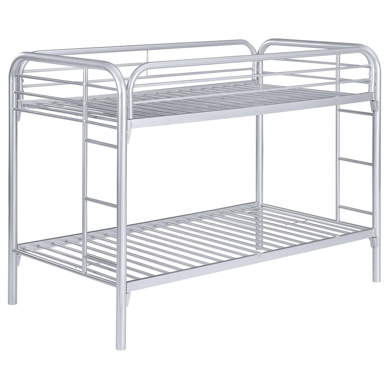 Coaster Furniture Morgan 2256V Metal Twin Over Twin Bunk Bed - Silver IMAGE 1