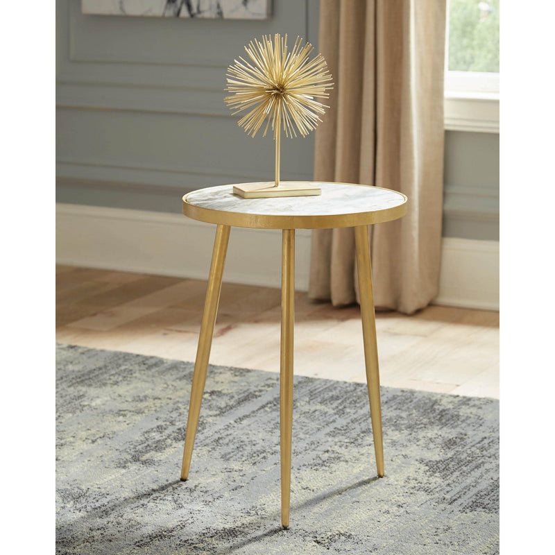  Coaster Furniture Acheson 930060 Round Marble Top Side Table - White and Gold IMAGE 1