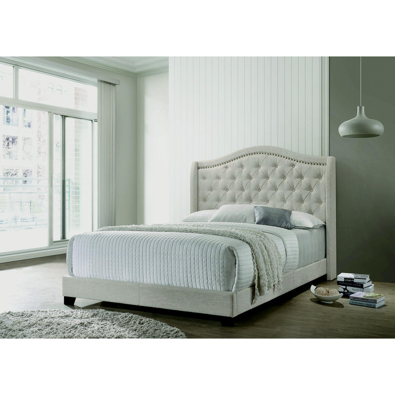Coaster Furniture Sonoma 310073Q Upholstered Queen Wingback Bed - Beige IMAGE 4