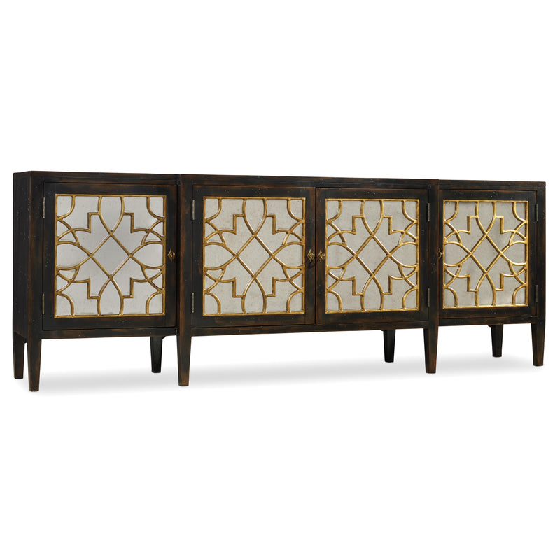 Hooker Furniture 3005-85005 Sanctuary Four Door Mirrored Console- Ebony IMAGE 1