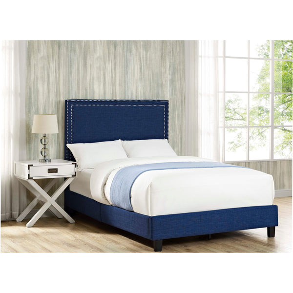 Elements International Erica UMY080FB Full Upholstered Platform Bed - Blue IMAGE 1
