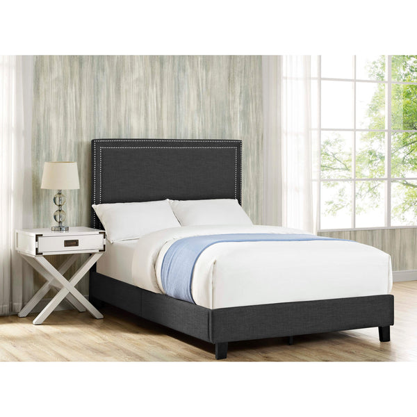 Elements International Erica UMY090QB Queen Upholstered Platform Bed - Charcoal IMAGE 1
