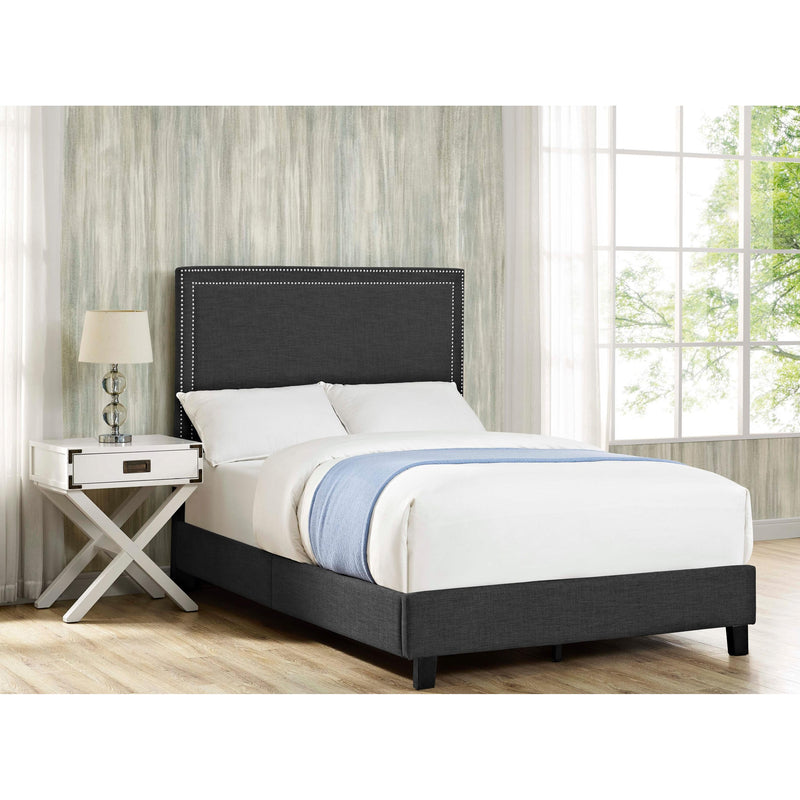 Elements International Erica UMY090QB Queen Upholstered Platform Bed - Charcoal IMAGE 1
