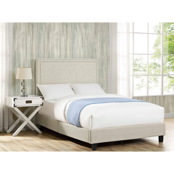 Elements International Erica UMY082FB Full Upholstered Platform Bed - Natural IMAGE 1