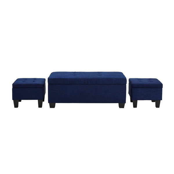 Elements International Ethan UEH080100CA Storage Bench Set - Heirloom Blue IMAGE 1
