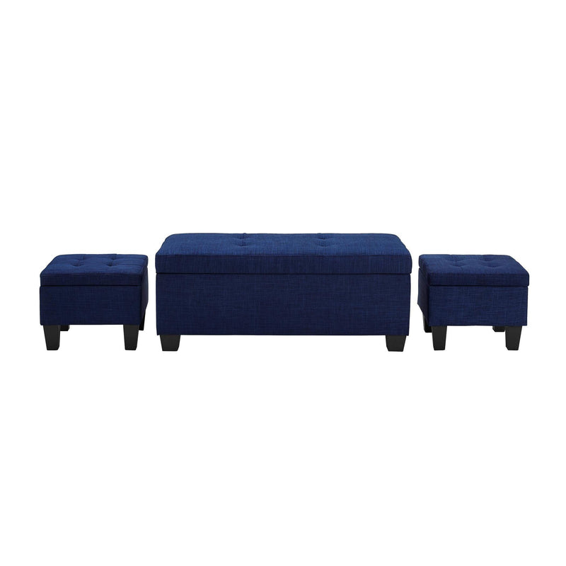 Elements International Ethan UEH080100CA Storage Bench Set - Heirloom Blue IMAGE 1