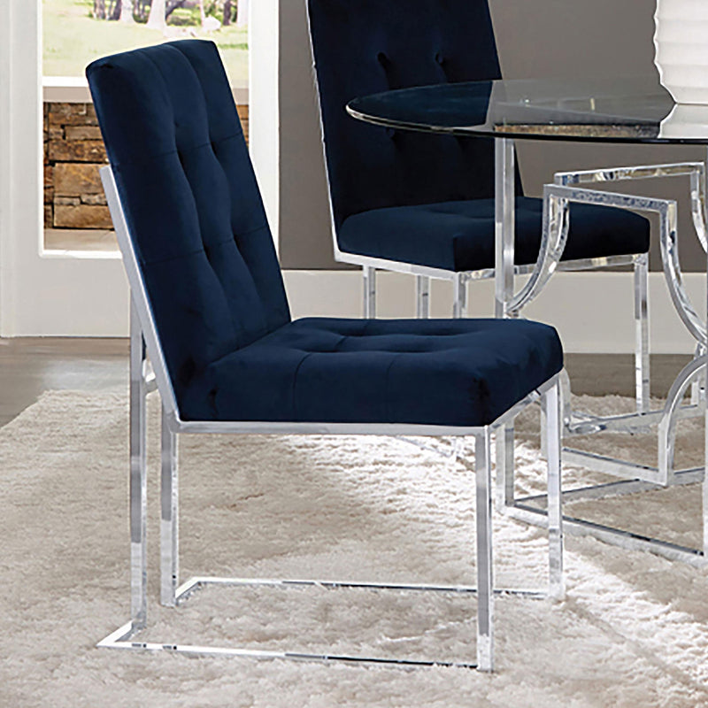 Coaster Furniture Cisco 192494 Velvet Upholstered Dining Side Chair - Chrome (Set of 2) IMAGE 7