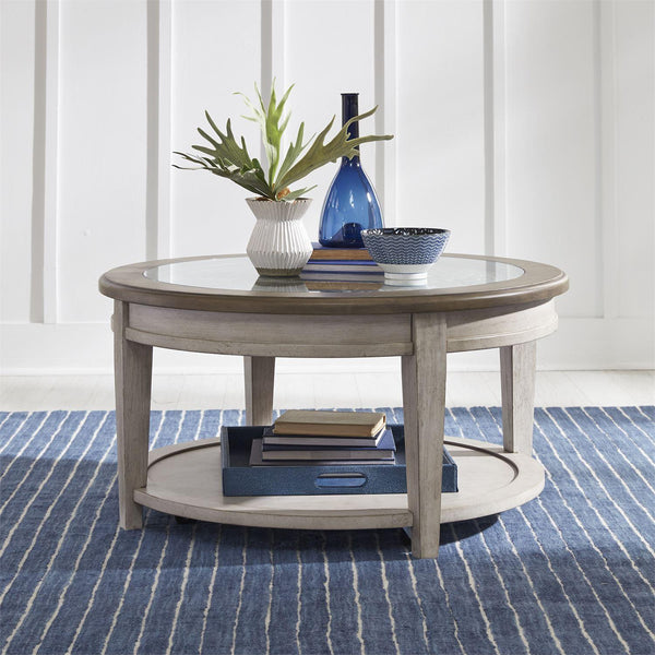 Liberty Furniture Industries Inc. Heartland 824-OT1012 Round Ceiling Tile Cocktail Table IMAGE 1