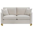  Coaster Furniture Corliss 508822 Upholstered Curved Track Arm Loveseat - Beige IMAGE 2