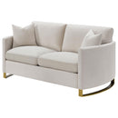 Coaster Furniture Corliss 508822 Upholstered Curved Track Arm Loveseat - Beige IMAGE 3