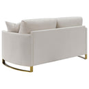  Coaster Furniture Corliss 508822 Upholstered Curved Track Arm Loveseat - Beige IMAGE 5