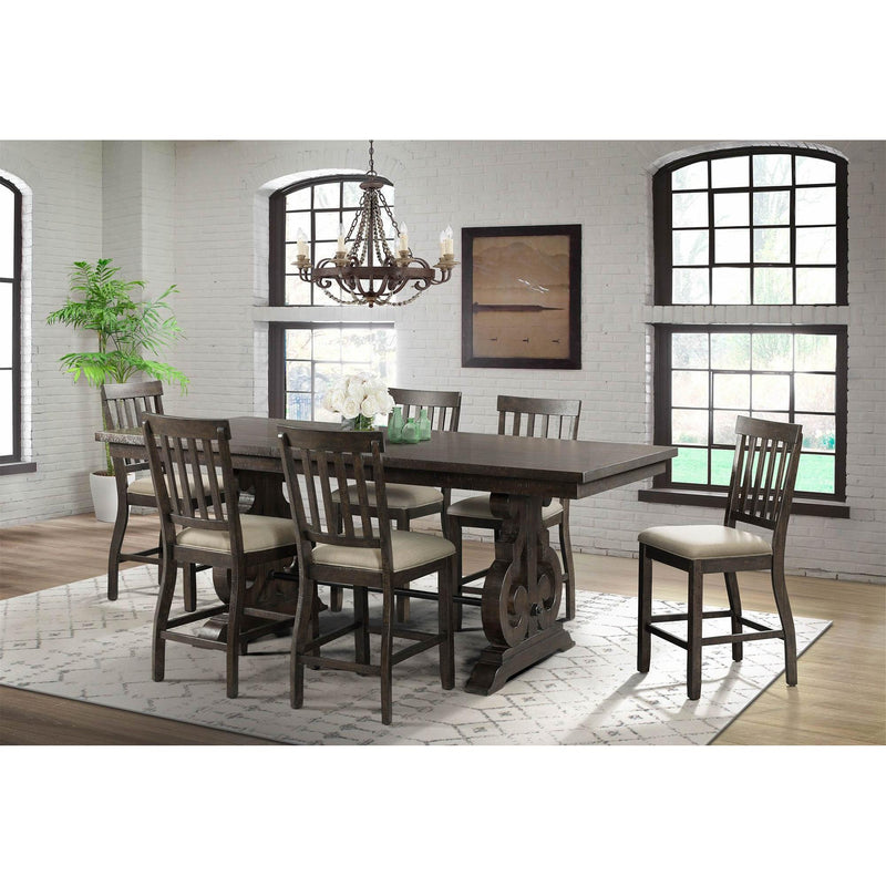 Elements International Stone DST190CDTB Counter Height Dining Table - Smokey Walnut IMAGE 8