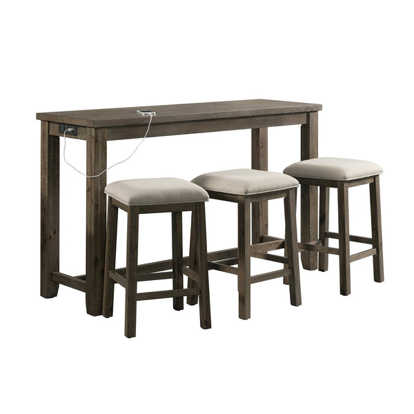  Elements International Stone 4 pc Counter Height Dinette - Gray IMAGE 1