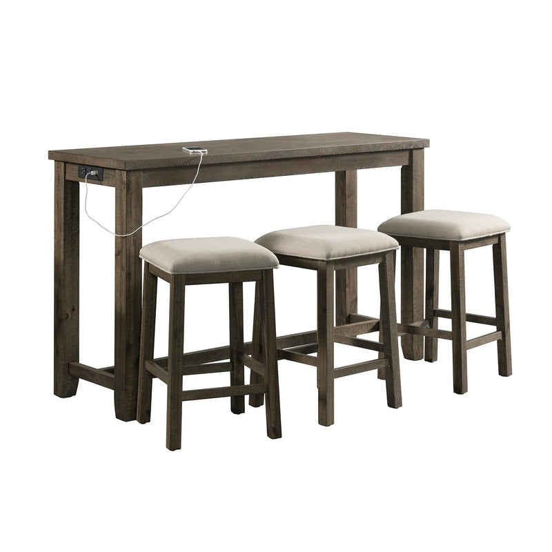  Elements International Stone 4 pc Counter Height Dinette - Gray IMAGE 1