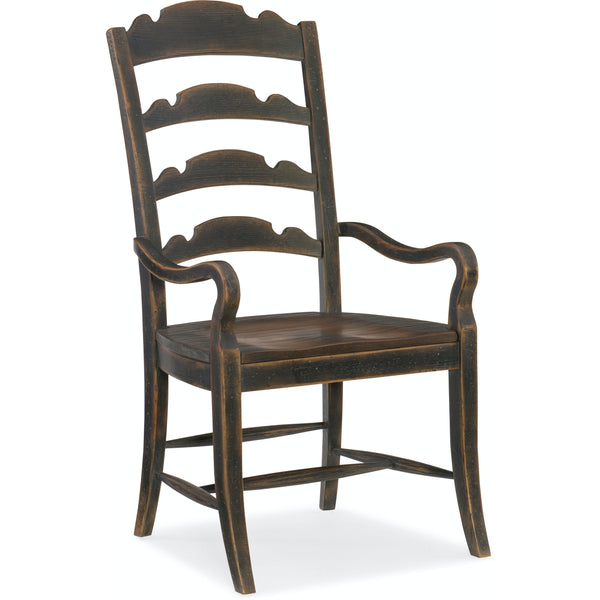 Hooker Furniture 5960-75300-BLK Hill Country Twin Sisters Ladderback Arm Chair IMAGE 1