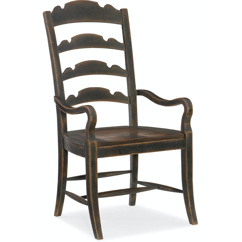 Hooker Furniture 5960-75300-BLK Hill Country Twin Sisters Ladderback Arm Chair IMAGE 1