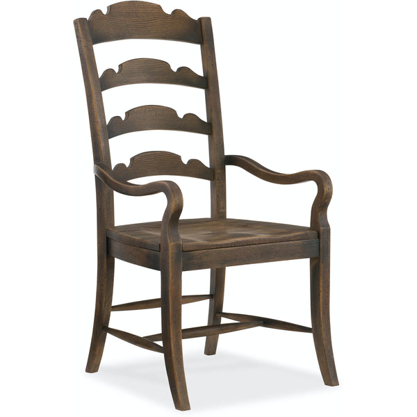 Hooker Furniture 5960-75300-BRN Hill Country Twin Sisters Ladderback Arm Chair IMAGE 1