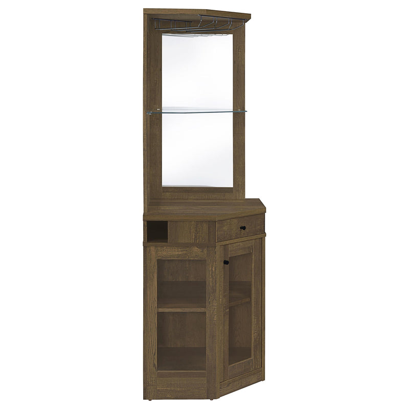 Coaster Furniture Alviso 182303 1-Drawer Corner Home Bar Wine Cabinet - Rustic Oak IMAGE 8
