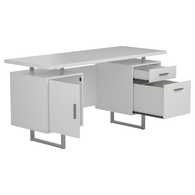 Coaster Furniture Lawtey 803521 60-inch 2-Drawer Computer Desk - White High Gloss IMAGE 2