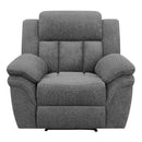  Coaster Furniture Bahrain 609543 Upholstered Glider Recliner - Charcoal IMAGE 2