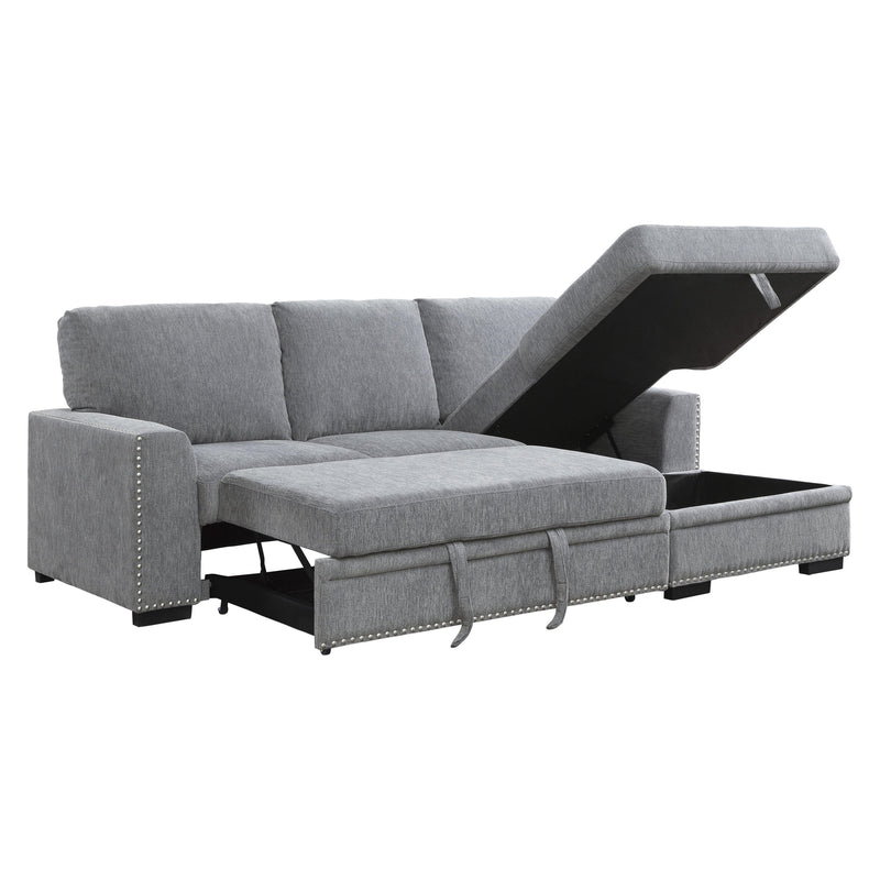Homelegance Morelia 9468DG*2RC2L 2 pc Sectional with Pull-out Bed and Right Chaise with Hidden Storage IMAGE 6
