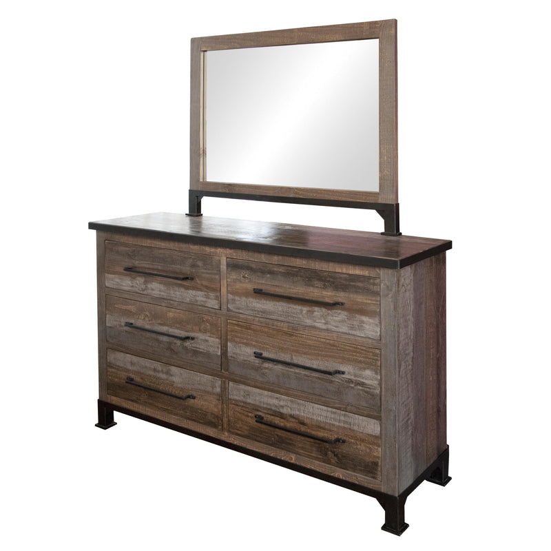 International Furniture Direct Antique Gray 6-Drawer Dresser IFD9771DSR IMAGE 1