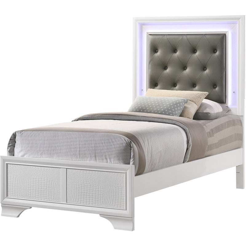  Crown Mark Lyssa B4310-T Twin Bed with LED - Frost IMAGE 1