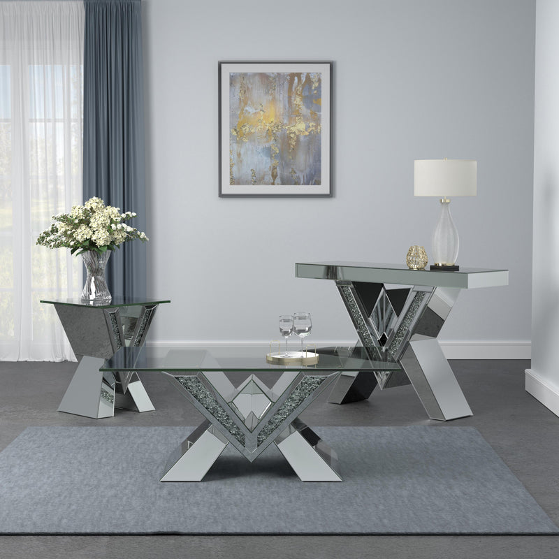  Coaster Furniture Taffeta 723449 V-shaped Mirrored Entryway Console Table - Silver IMAGE 2