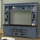 Parker House Furniture Americana Modern AME#92-3-DEN Denim 92 In. TV Console with Hutch and LED Lights