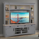 Parker House Furniture Americana Modern AME#92-4-DOV Dove 92 In. TV Console with Hutch Back Panel and LED Lights
