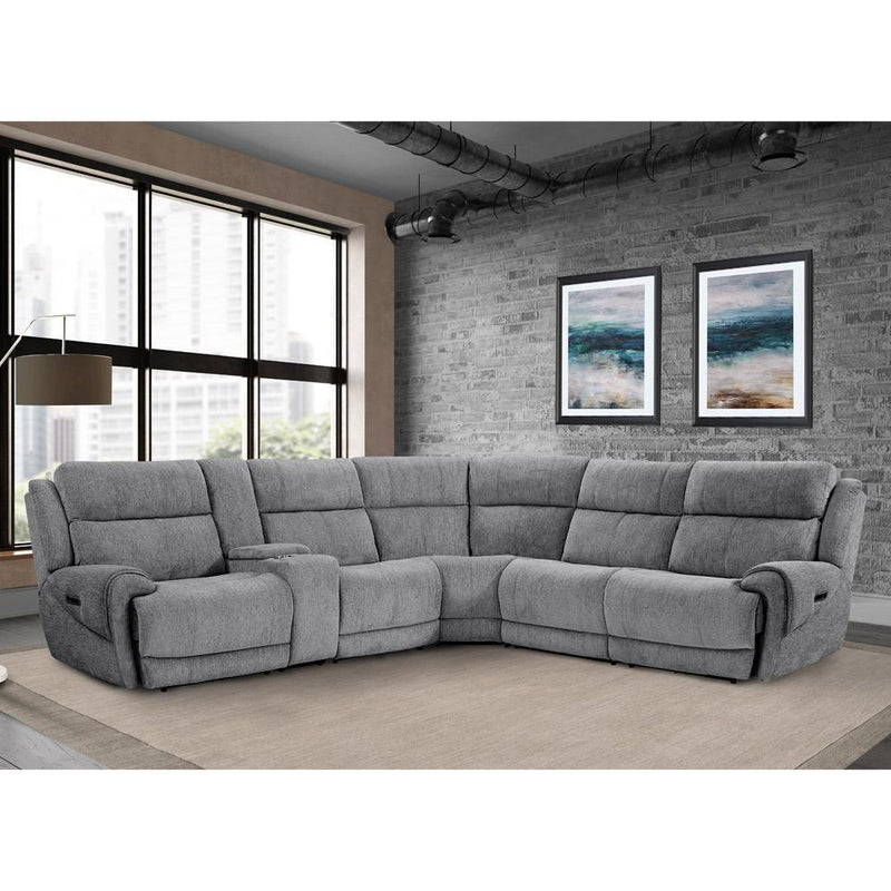 Parker Living Spencer MSPE-PACKA(H)-TGR Tide Graphite 6 pc Power Reclining Sectional with Adjustable Headrests